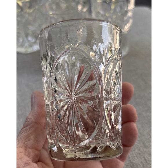 5 Vintage 3.5" Tumblers Antique Indiana Glass Oval Star Clear Juice Pressed - Picture 4 of 7